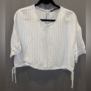 Zara White Relaxed Crop Blouse